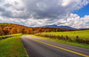 A fall scene along the Blue Ridge Parkway in North Carolina. Shutterstock/TheBigMK Image