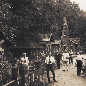German internees built a Bavarian-style village called Old Heidelberg while detained. Photograph by Adolph Thierbach, Courtesy of the State Archives of North Carolina