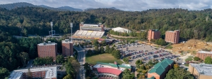 Aerial view of the west side of Appalachian State University's campus