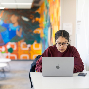 App State Online programs in business, education and nursing have been recognized among the best in the nation by U.S. News & World Report, which named the university in its “2026 Best Online Programs” rankings. A Mountaineer student is pictured using her laptop. Photo by Chase Reynolds