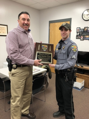 Cpl. Matt Taylor was recently picked by the command staff at the Caldwell County Sheriff’s Office to receive the “2017 Employee of the Year” award. 