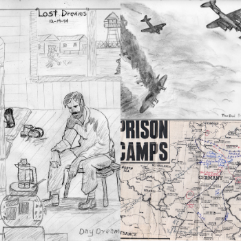 Drawings and a map from Bealer Moore's WWII sketchbook. Photos submitted