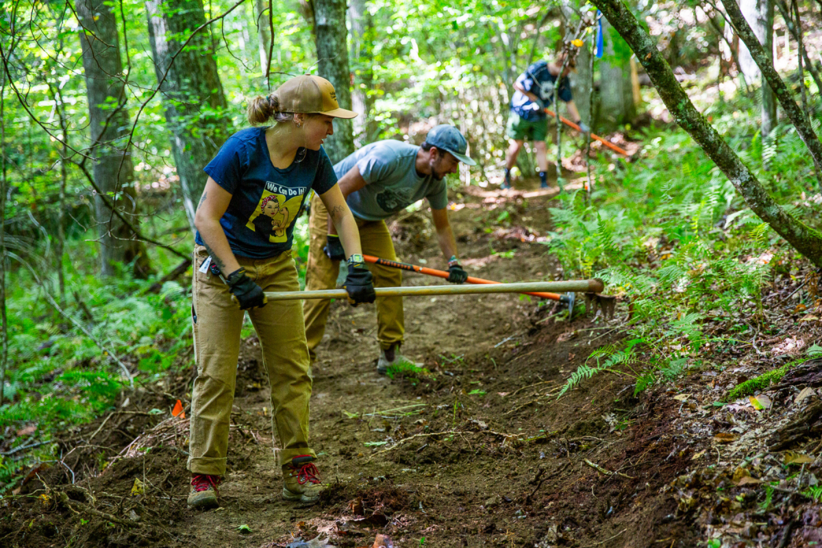 Students in Kristian Jackson's "Sustainable Trail System Management" course (RM 3535) assisted with trailbuilding.